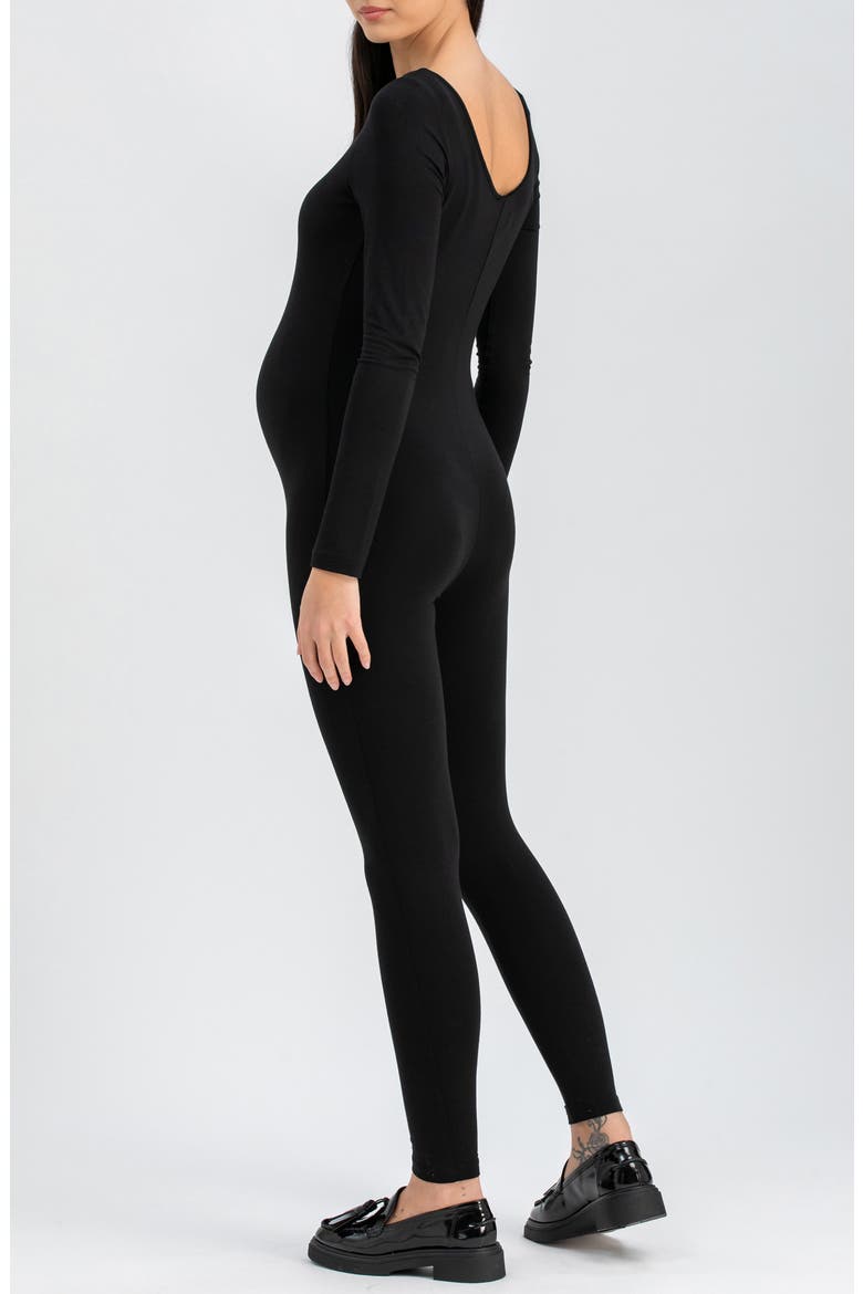 Maddy Long Sleeve Maternity Jumpsuit, Alternate, color, BLACK