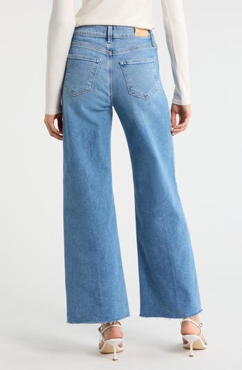 Anessa High Waist Raw Hem Wide Leg Jeans
