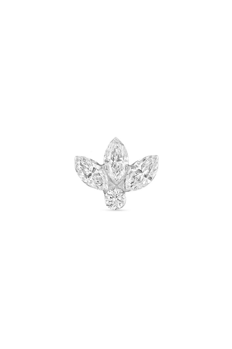 Invisible Diamond Lotus Threaded Stud Earring, Alternate, color, WHITE GOLD