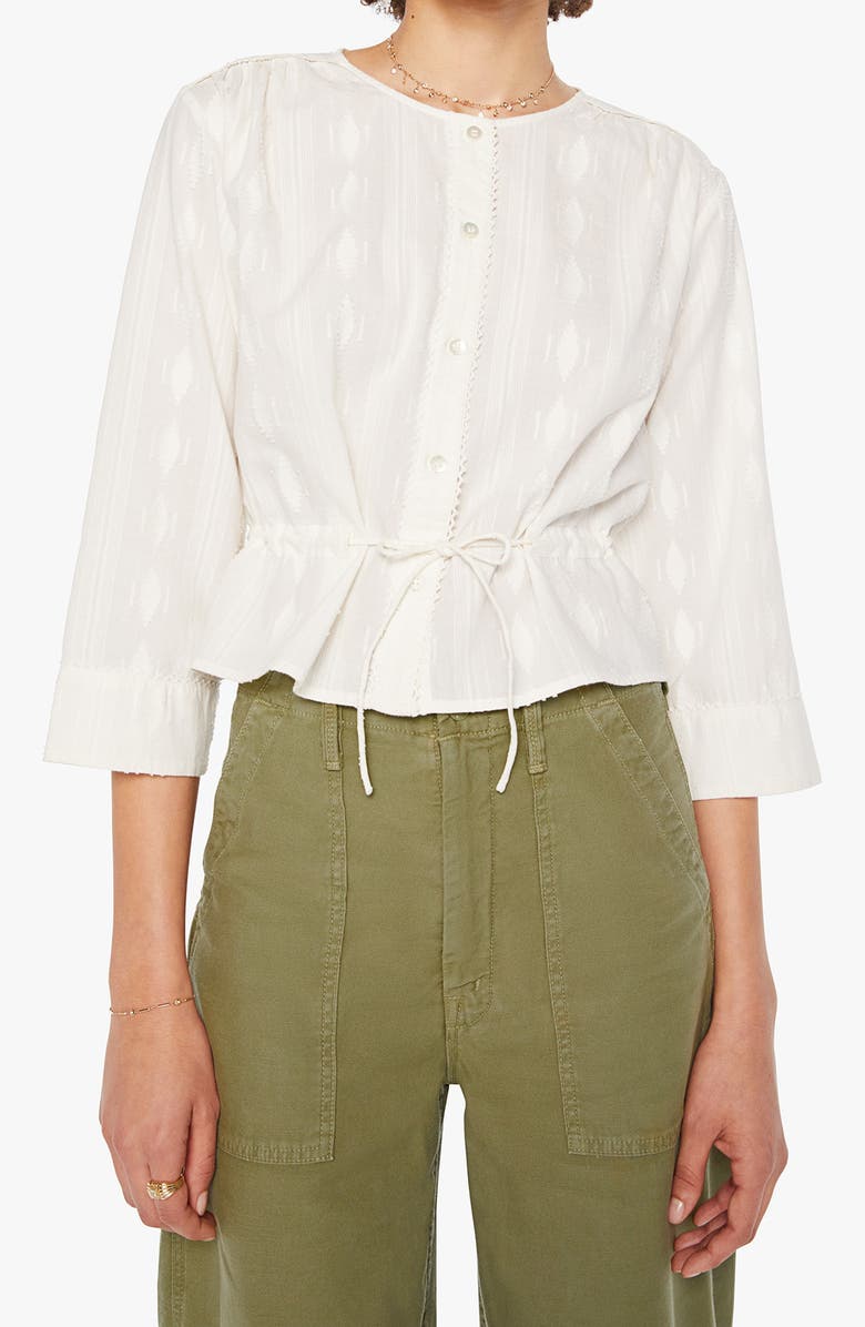 MOTHER Tonal Embroidered Cotton Top, Main, color, Where The Wildflowers Grow