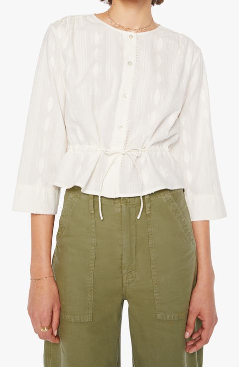 Tonal Embroidered Cotton Top