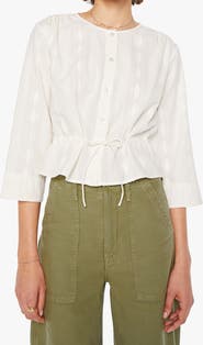 MOTHER Tonal Embroidered Cotton Top