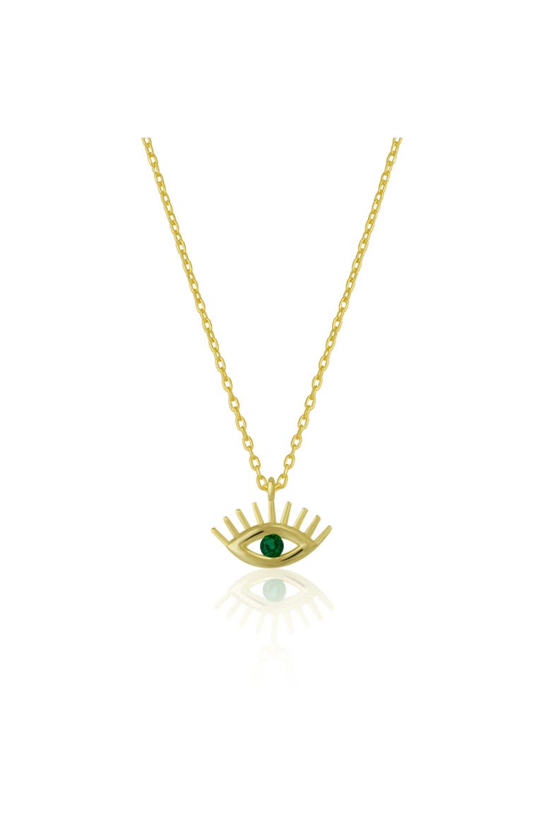 Emerald Eye Evil Eye Sterling Silver Necklace, Main, color, Gold