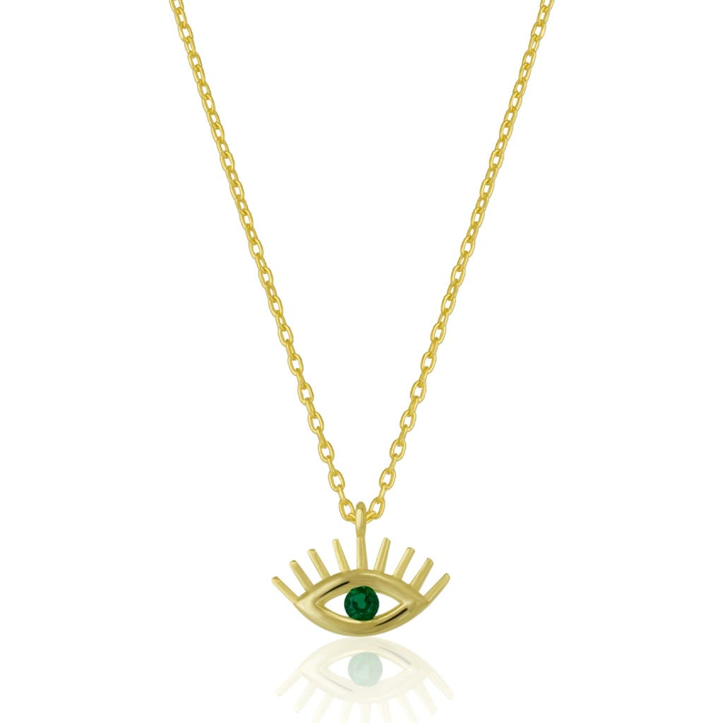 Spero London Emerald Eye Evil Eye Sterling Silver Necklace In Gold