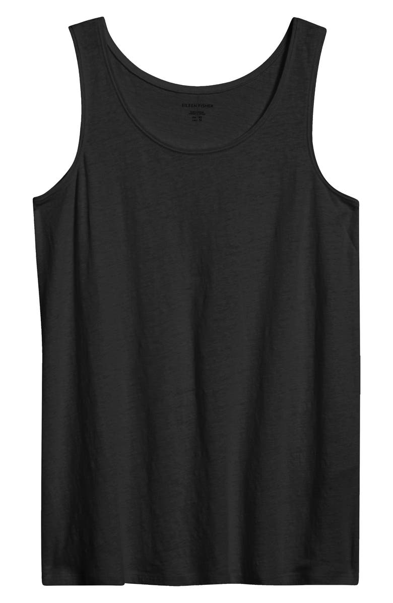 Eileen Fisher Scoop Neck Stretch Organic Cotton Tank, Alternate, color, Black