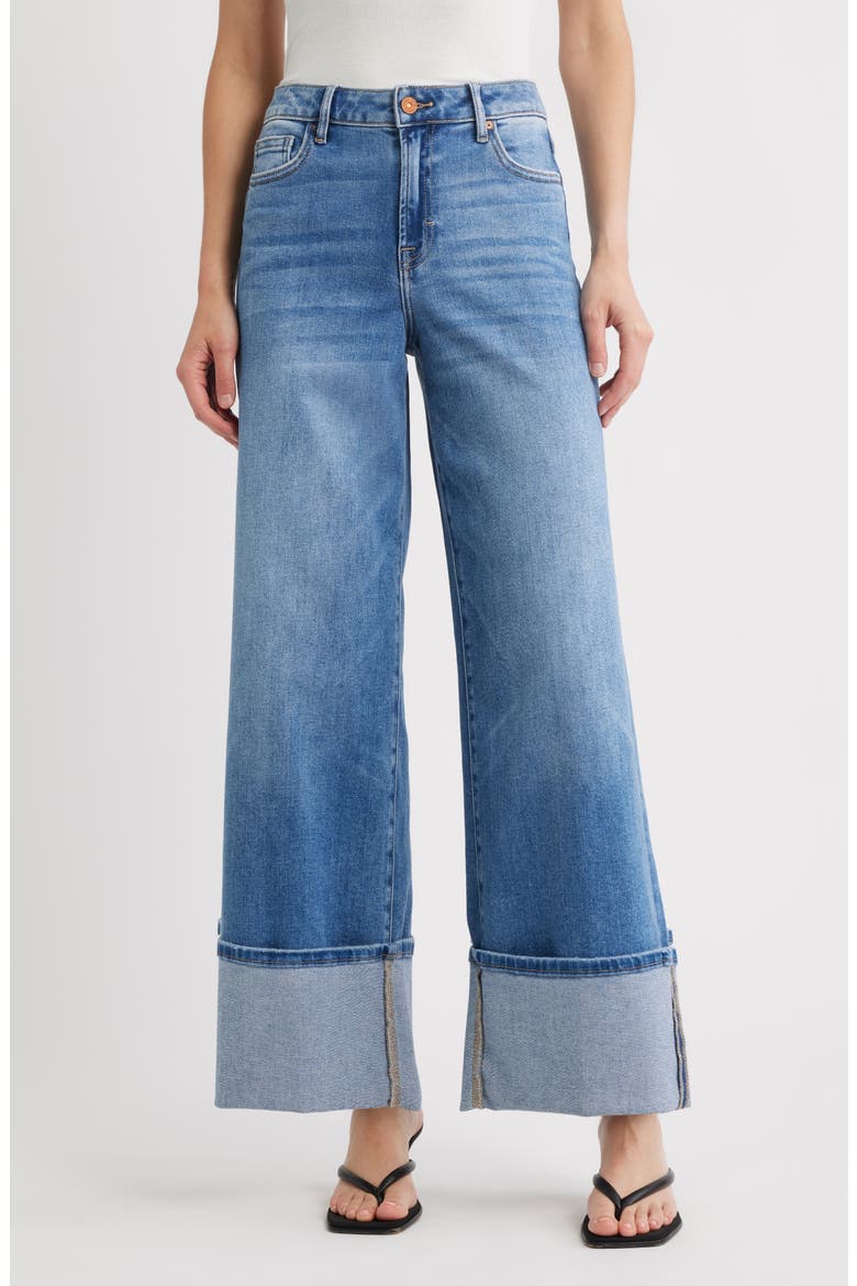 Cuffed Wide Leg Jeans, Main, color, MEDIUM WASH