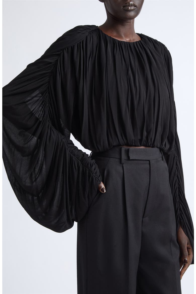 Micka Ruched Jersey Top, Alternate, color, BLACK