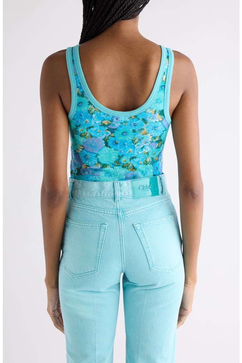 Daisy Print Rib Jersey Tank, Alternate, color, MULTICOLOR BLUE