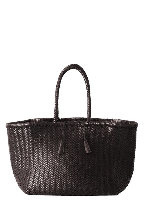 Leather Mercato Woven Tote