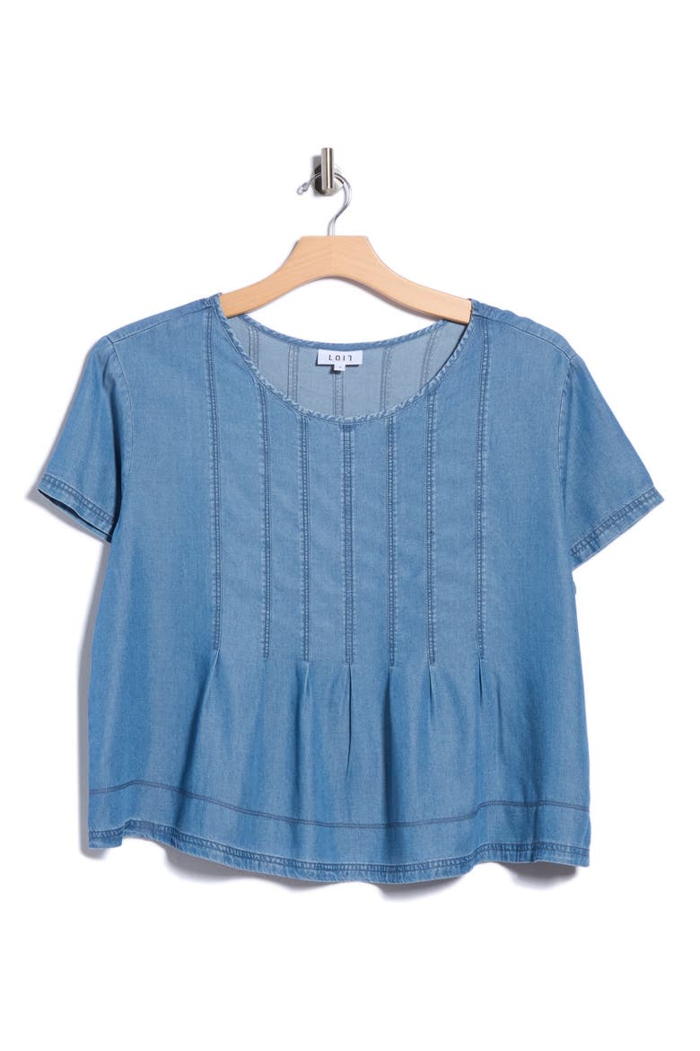 Tencel Babydoll Swing Top, Main, color, LIGHT WASH