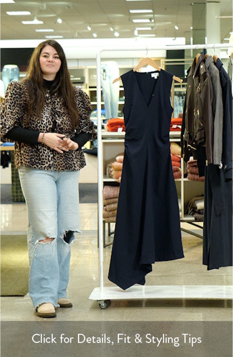 Shirred Waist Sleeveless Asymmetric Midi Dress, sales video thumbnail