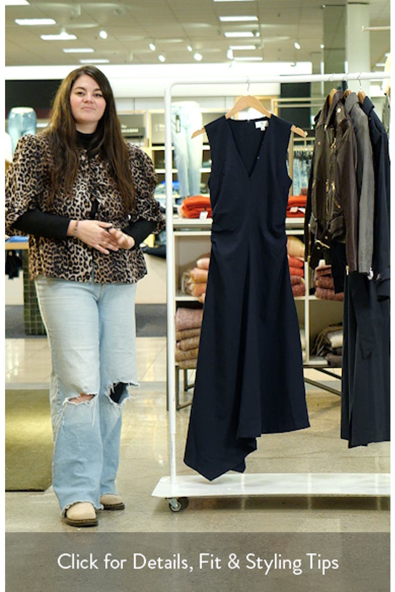 Shirred Waist Sleeveless Asymmetric Midi Dress video