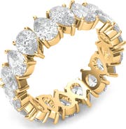 HauteCarat Alternating Pear Lab Created Diamond Eternity Ring