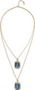 UNODE50 Double-Layer Gold-Tone Necklace with Blue Crystals