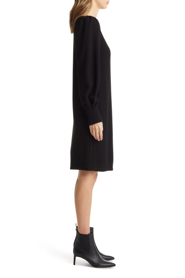 PUFF SLEEVE SWEATER DRESS, Alternate, color, BLACK