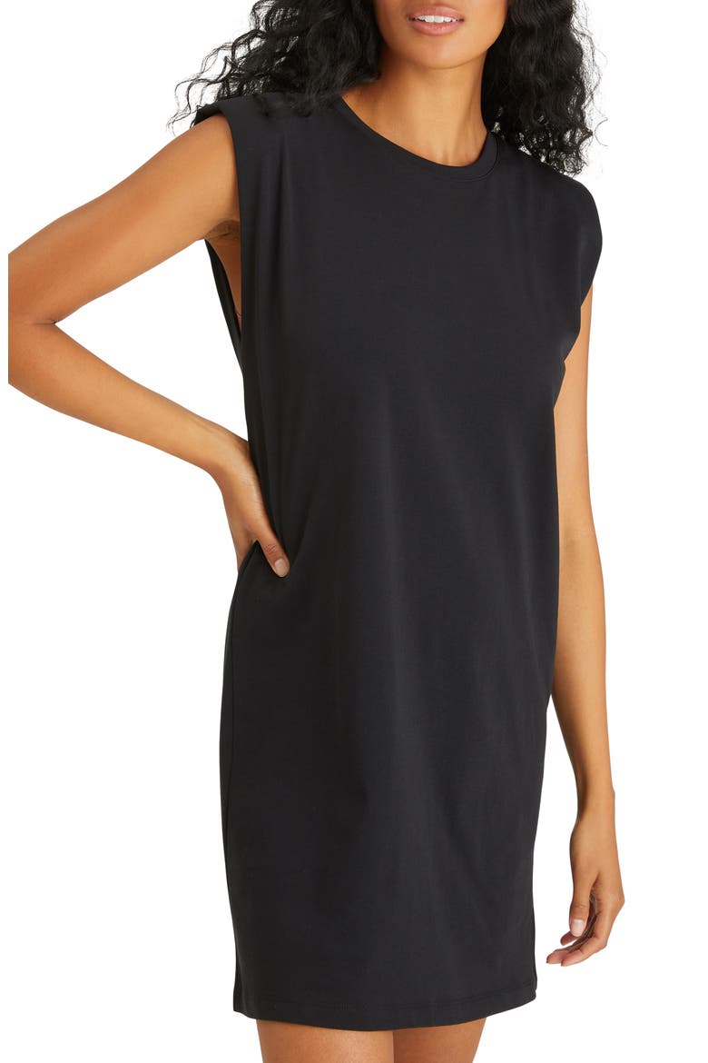 Shoulder Pad T-Shirt Dress, Alternate, color, BLACK