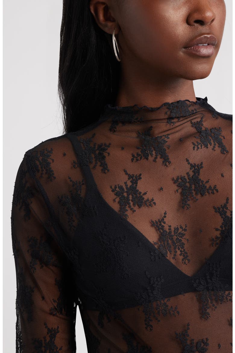 Sheer Lace Top, Alternate, color, BLACK