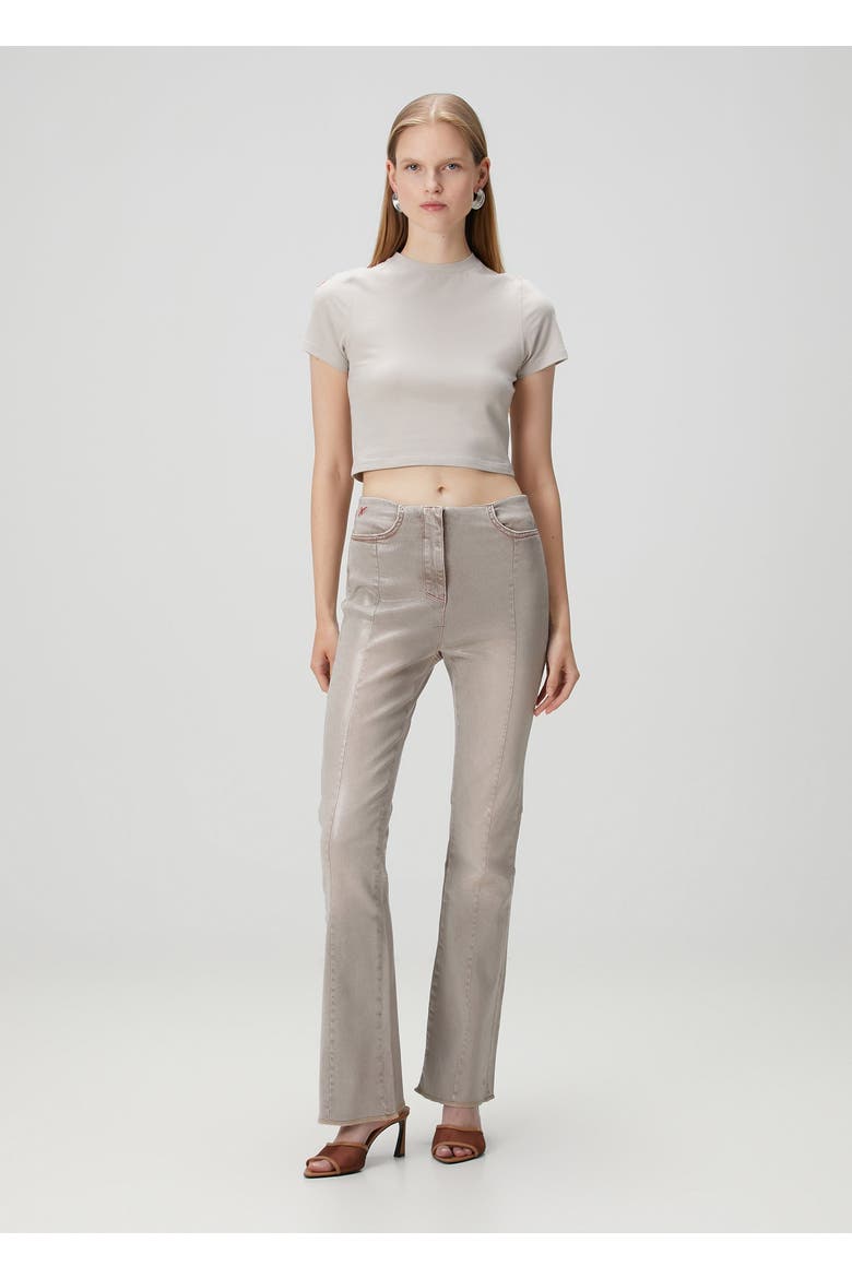 Cotton Coated Flare Pant, Alternate, color, BEIGE