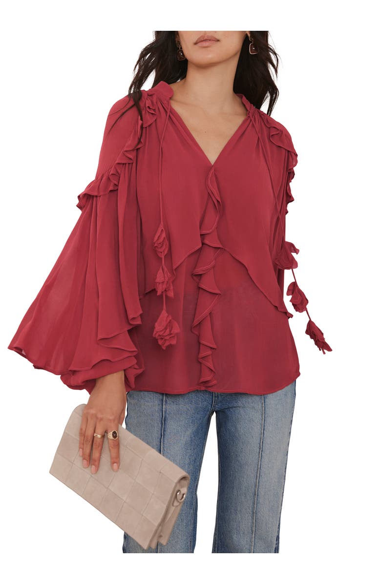 MINT VELVET Ruffle Layered Blouse, Main, color, Pink