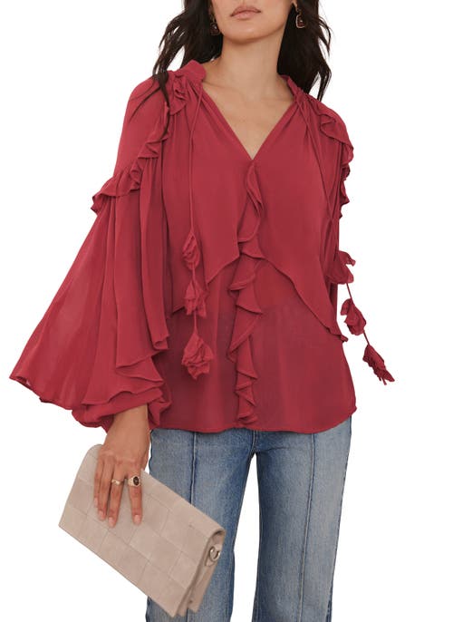 Mint Velvet Ruffle Layered Blouse In Pink