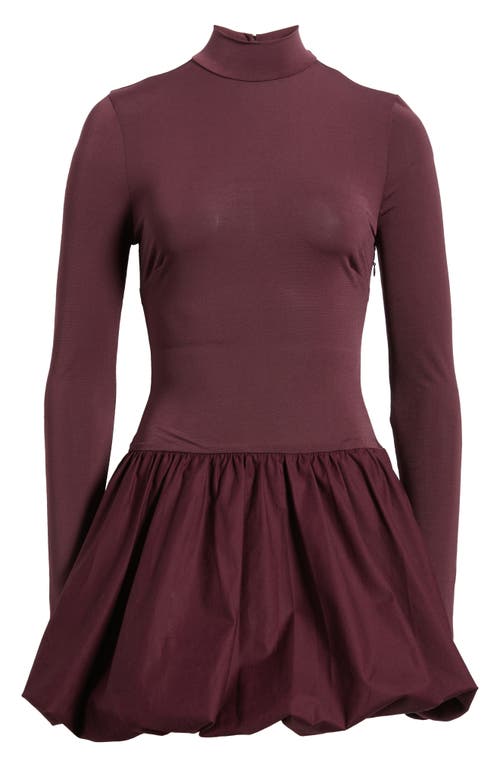 Mistress Rocks Puffball Long Sleeve Bubble Hem Minidress In Dark Plum