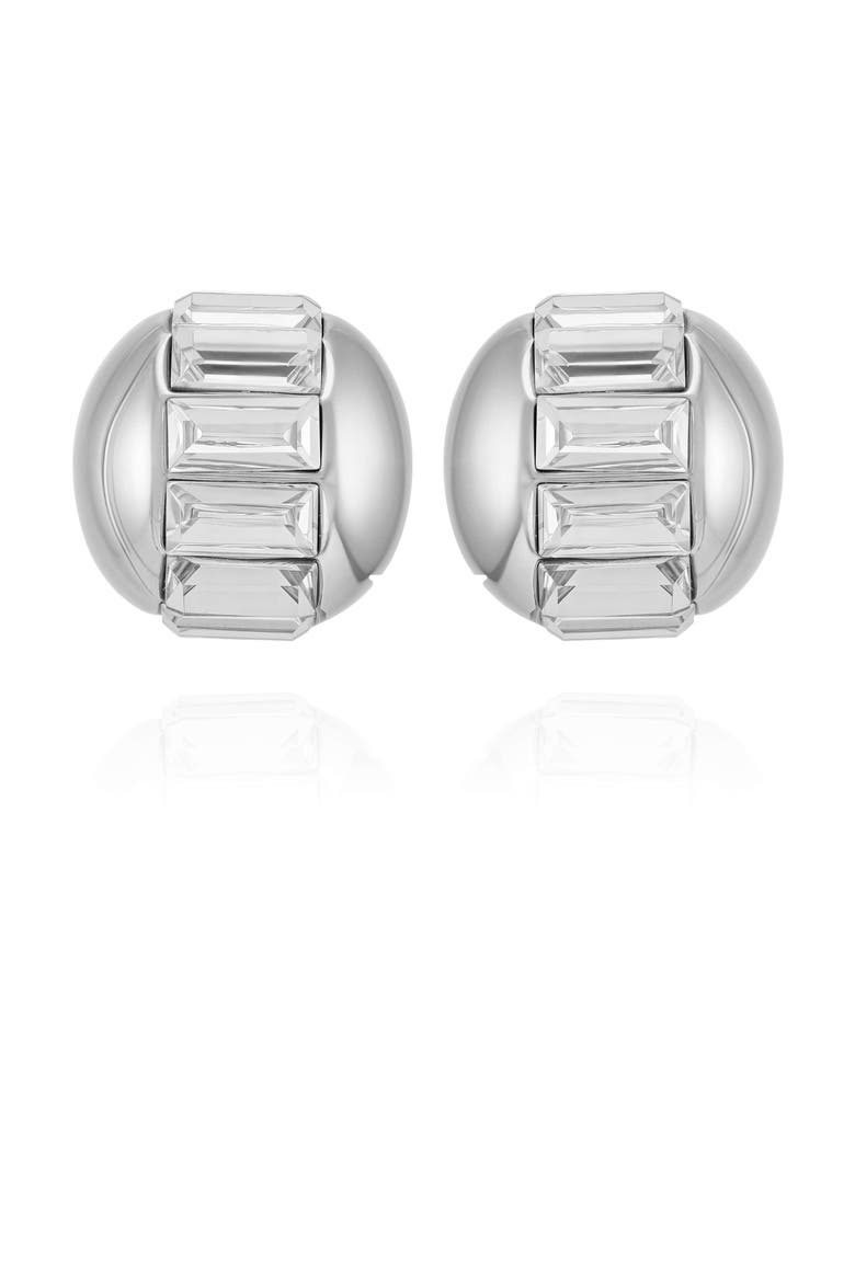 Baguette Crystal Stud Earrings, Main, color, Silver Tone