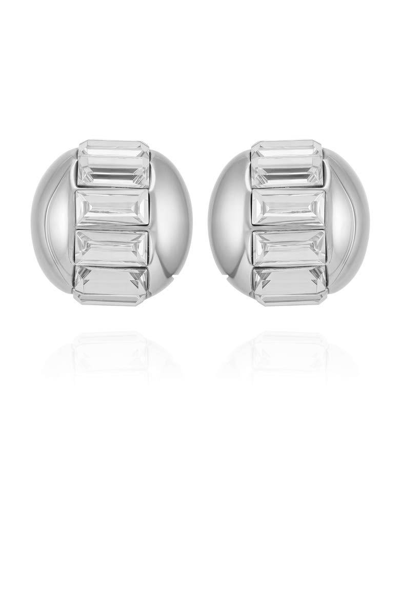 Vince Camuto Baguette Crystal Stud Earrings, Main, color, Silver Tone