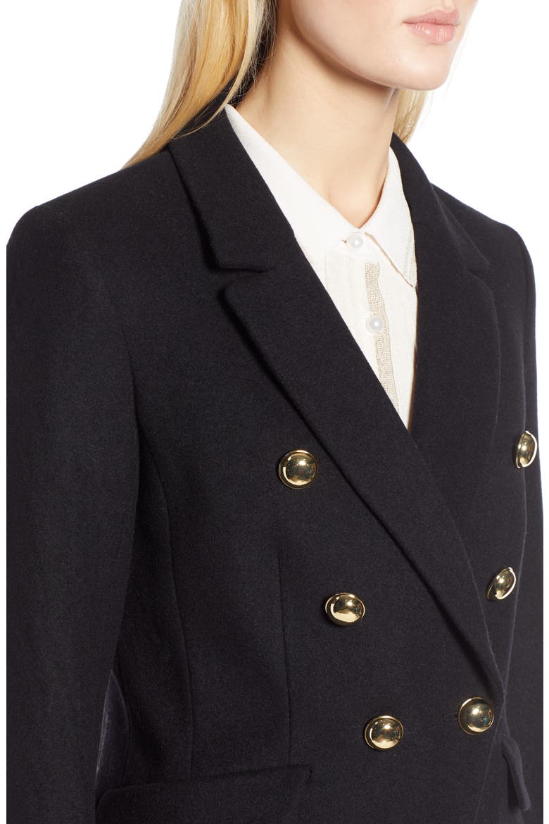 x Atlantic-Pacific Double Breasted Wool Blend Blazer, Alternate, color, BLACK