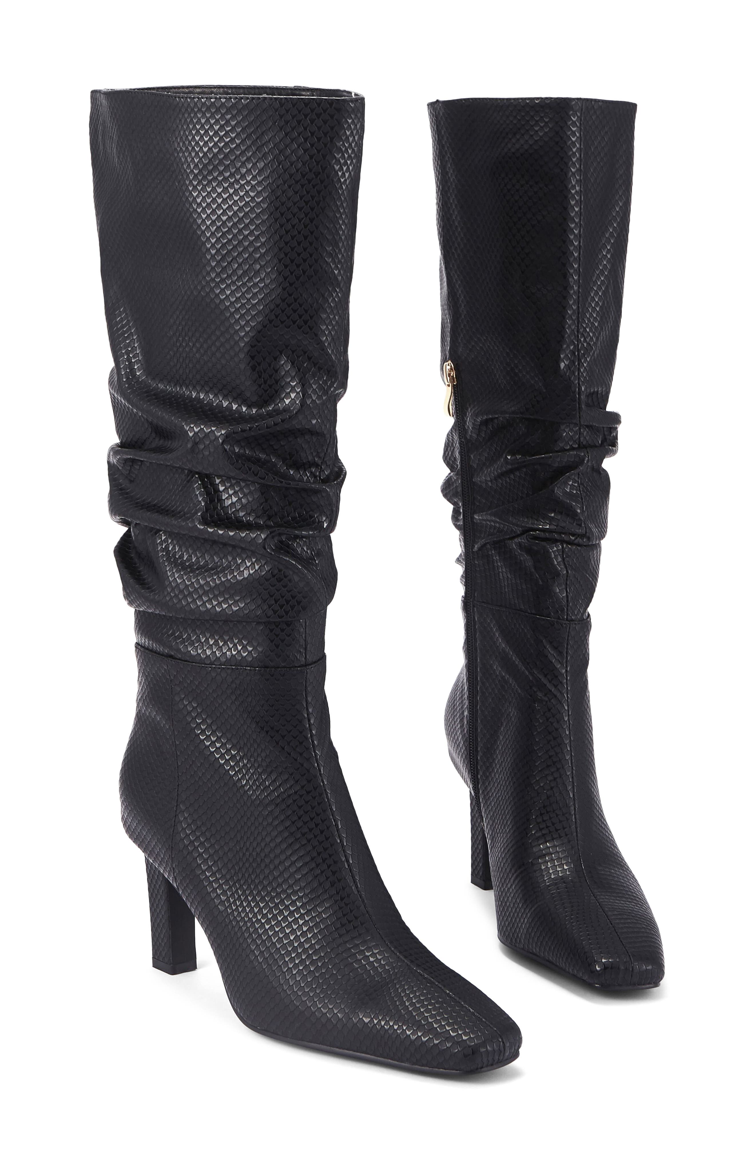 Fallon Faux Leather Knee High Boot, Main, color, BLACK PYTHON