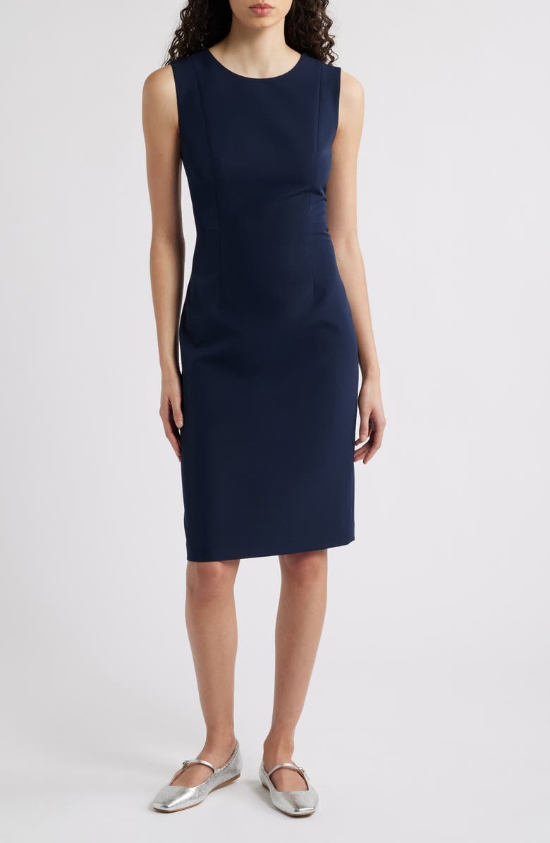 KOBI HALPERIN Meridian Twill Sheath Dress, Main, color, Navy