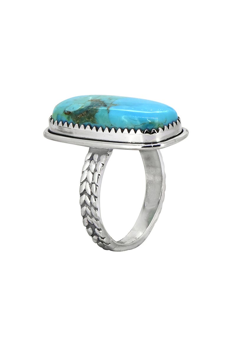 Sterling Silver Rectangular Turquoise Ring, Alternate, color, BLUE