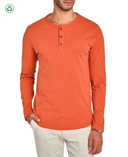 Brooklyn Brigade Solid Cotton Stretch Long Sleeve Henley in Rust 