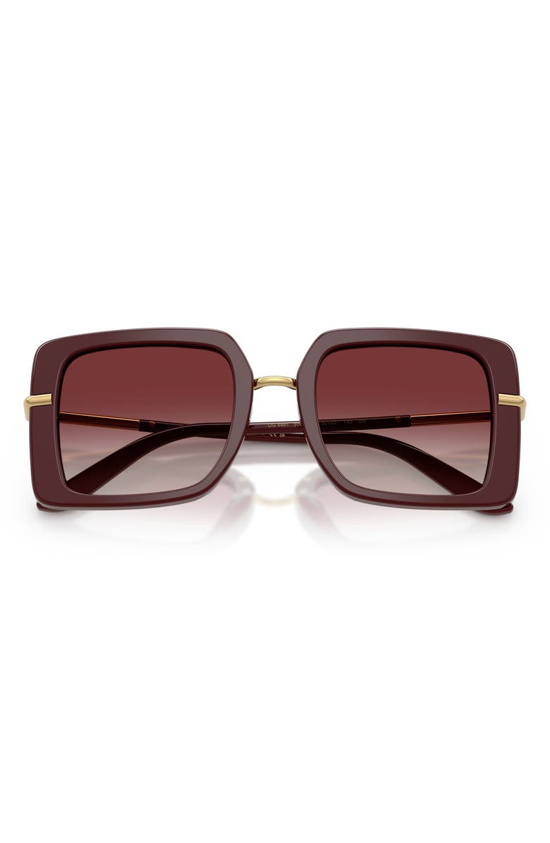 Dolce&Gabbana 52mm Gradient Square Sunglasses, Alternate, color, Bordeaux