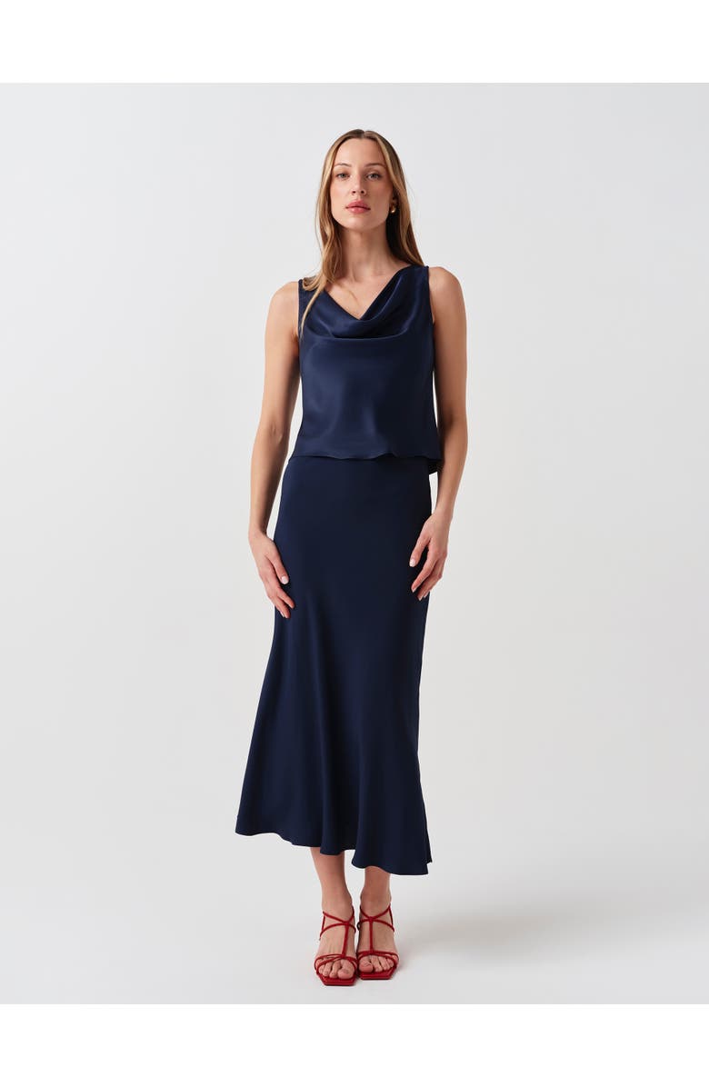 Ghost London Lyra Crepe Midi Skirt, Alternate, color, Navy