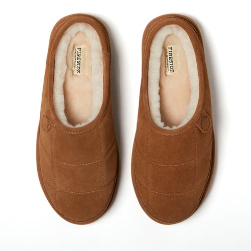 Dearfoams Fireside Grafton Quilted Genuine Shearling Clog Slipper In Chestnut