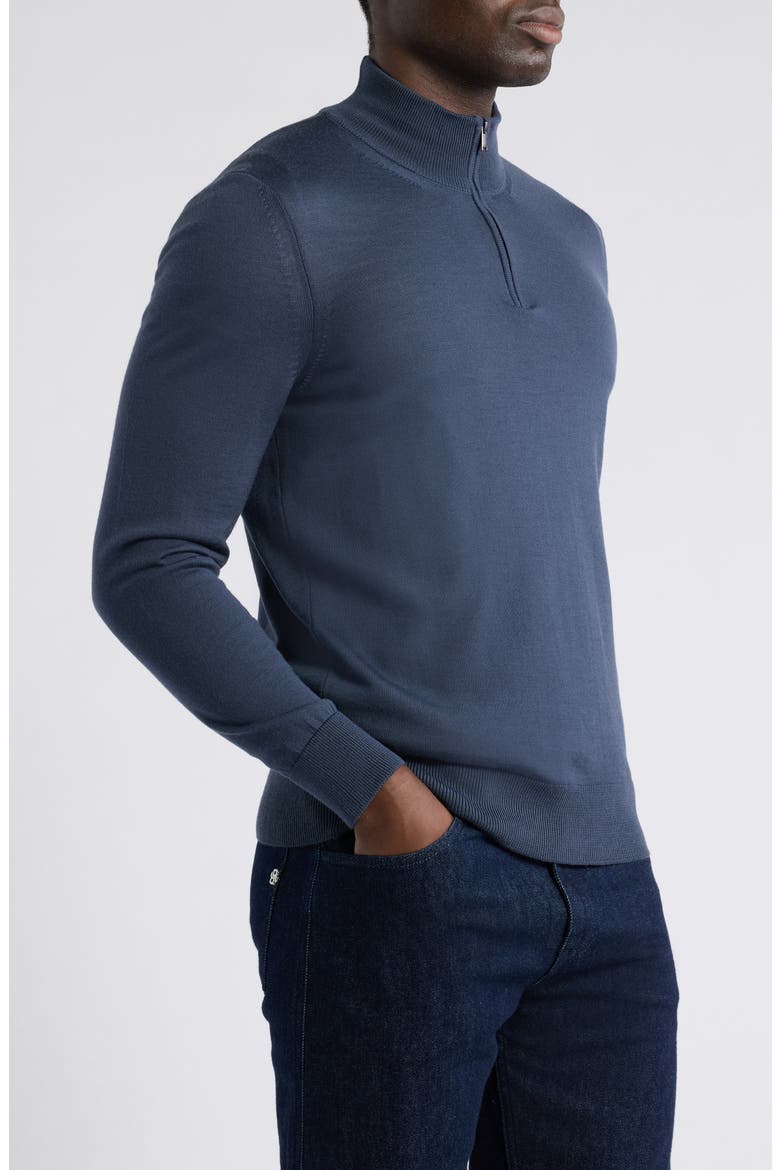 Ebenji Quarter Zip Virgin Wool Sweater, Alternate, color, OPEN BLUE