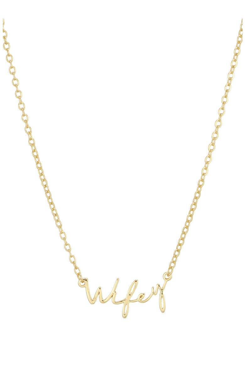 Wifey 14k Gold Plated Nameplate Necklace, Main, color, GOLD