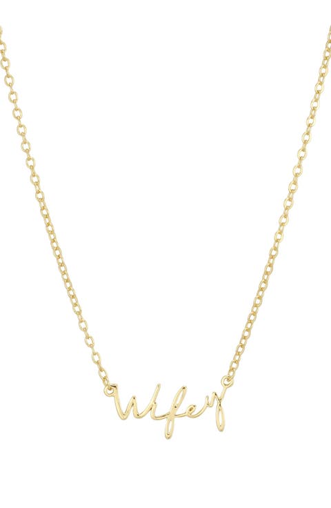 Wifey 14k Gold Plated Nameplate Necklace