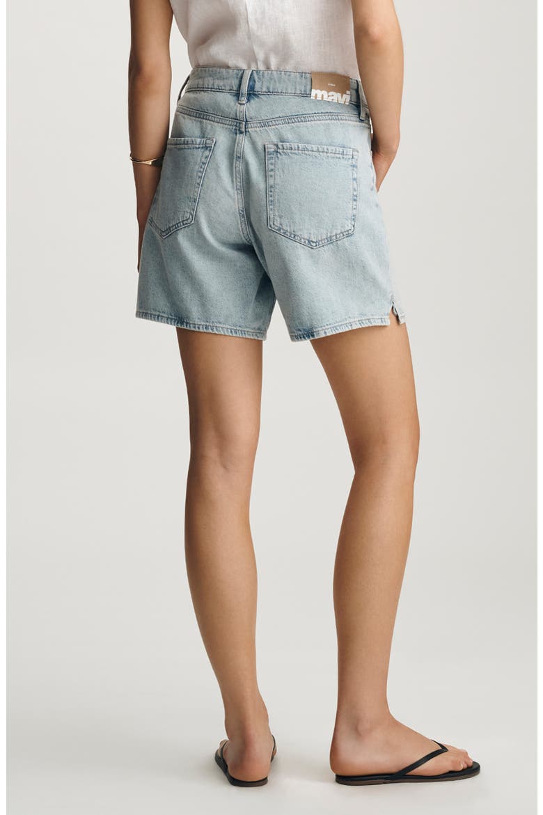 Nella Drawstring Mid Thigh Denim Shorts, Alternate, color, DENIM LIGHT BLUE