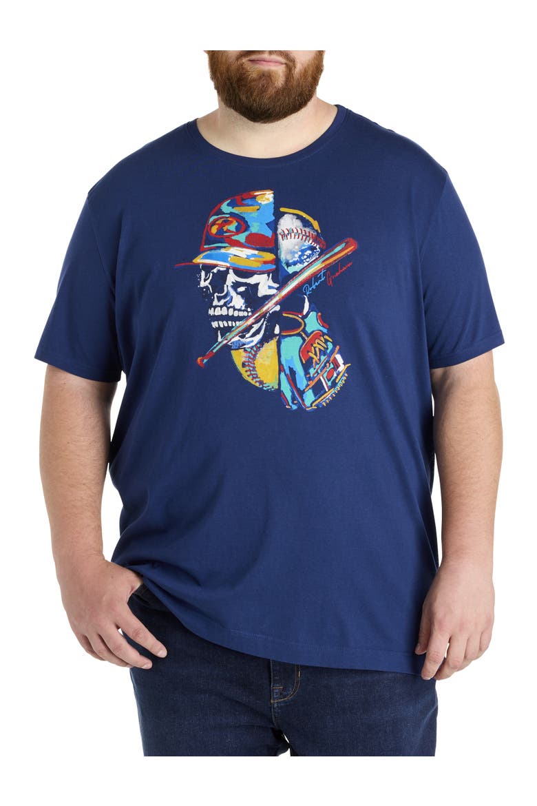 Big & Tall  Skull Slugger Graphic Tee, Main, color, NAVY