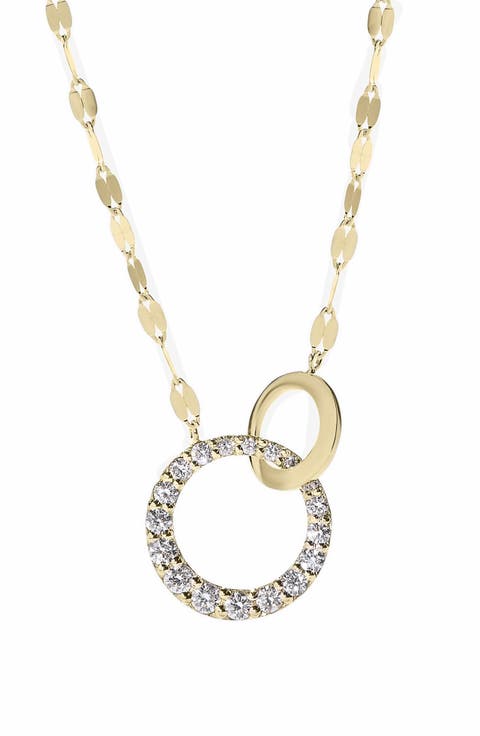 14K Gold Diamond Interlocking Pendant Necklace