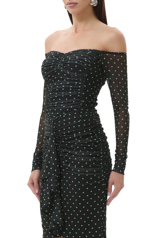 AFRM AFRM ODILLA PRINTED OFF THE SHOULDER MESH TOP 