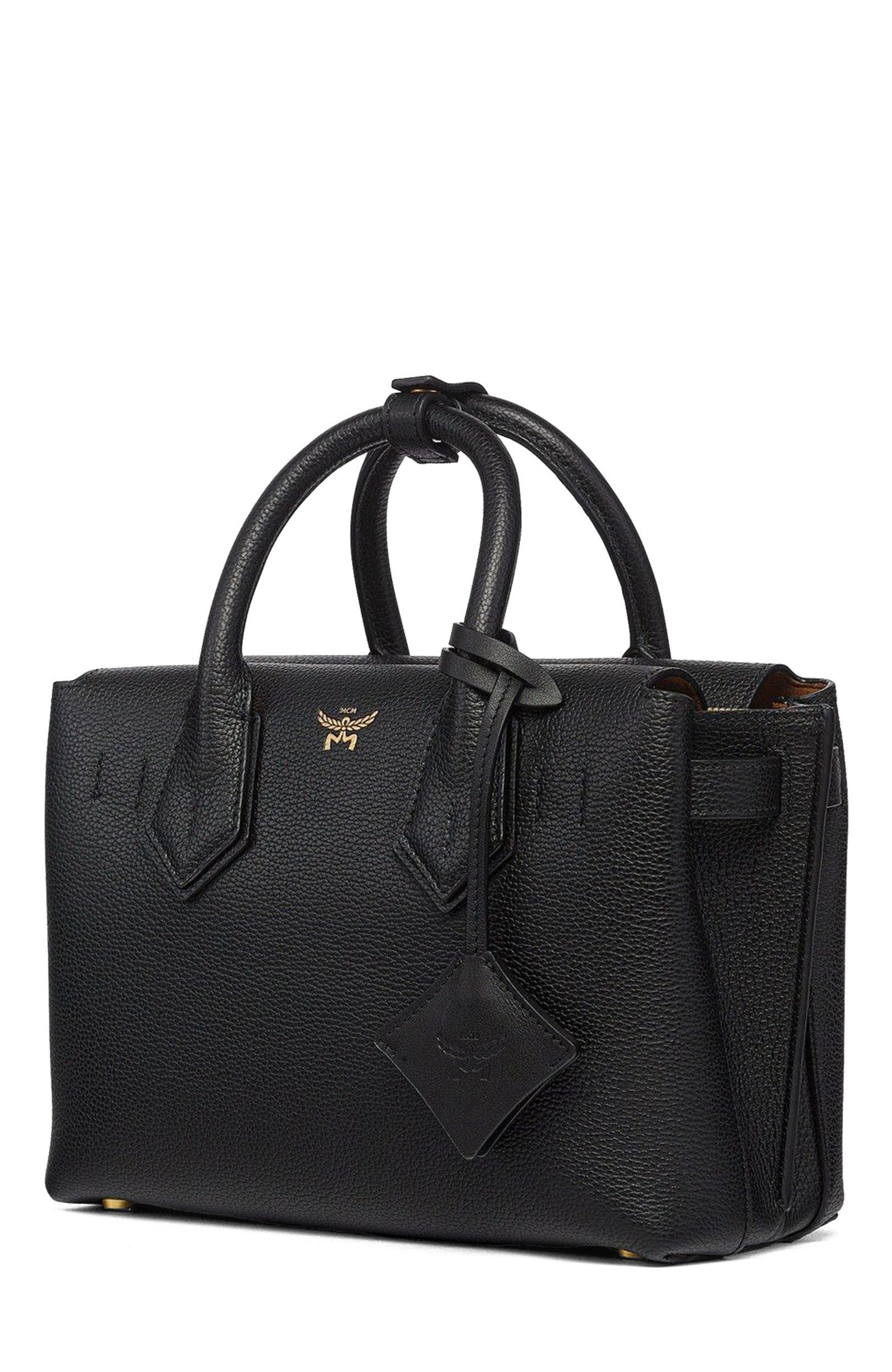 MCM Small Milla Tote in Spanish Embossed Leather, Alternate, color, Black