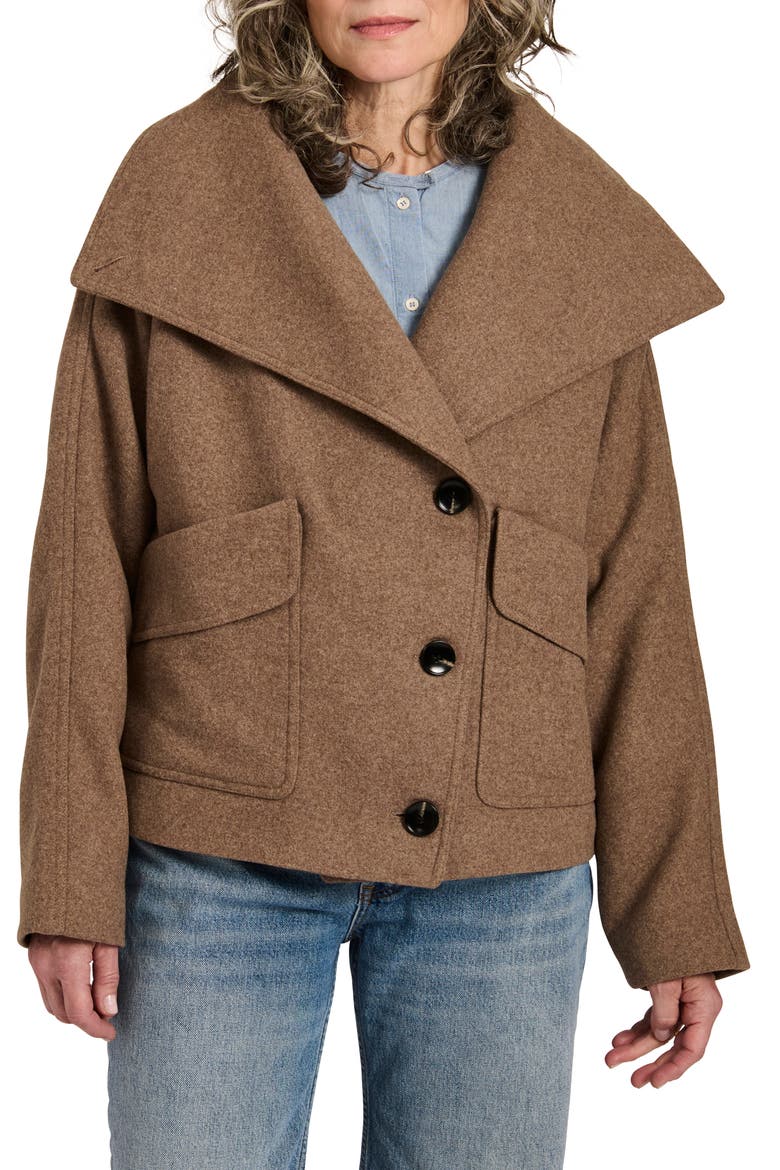Funnel Neck Coat, Main, color, PINE BARK