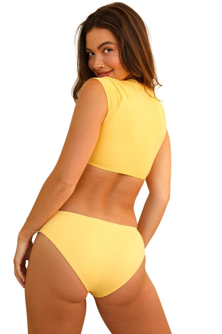 Joni Short Cap Sleeve Bikini Top, Alternate, color, Mellow Yellow