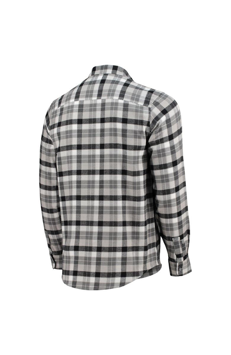 ANTIGUA Men's Antigua Black/Gray Charlotte FC Ease Flannel Long Sleeve Button-Up Shirt, Alternate, color, 