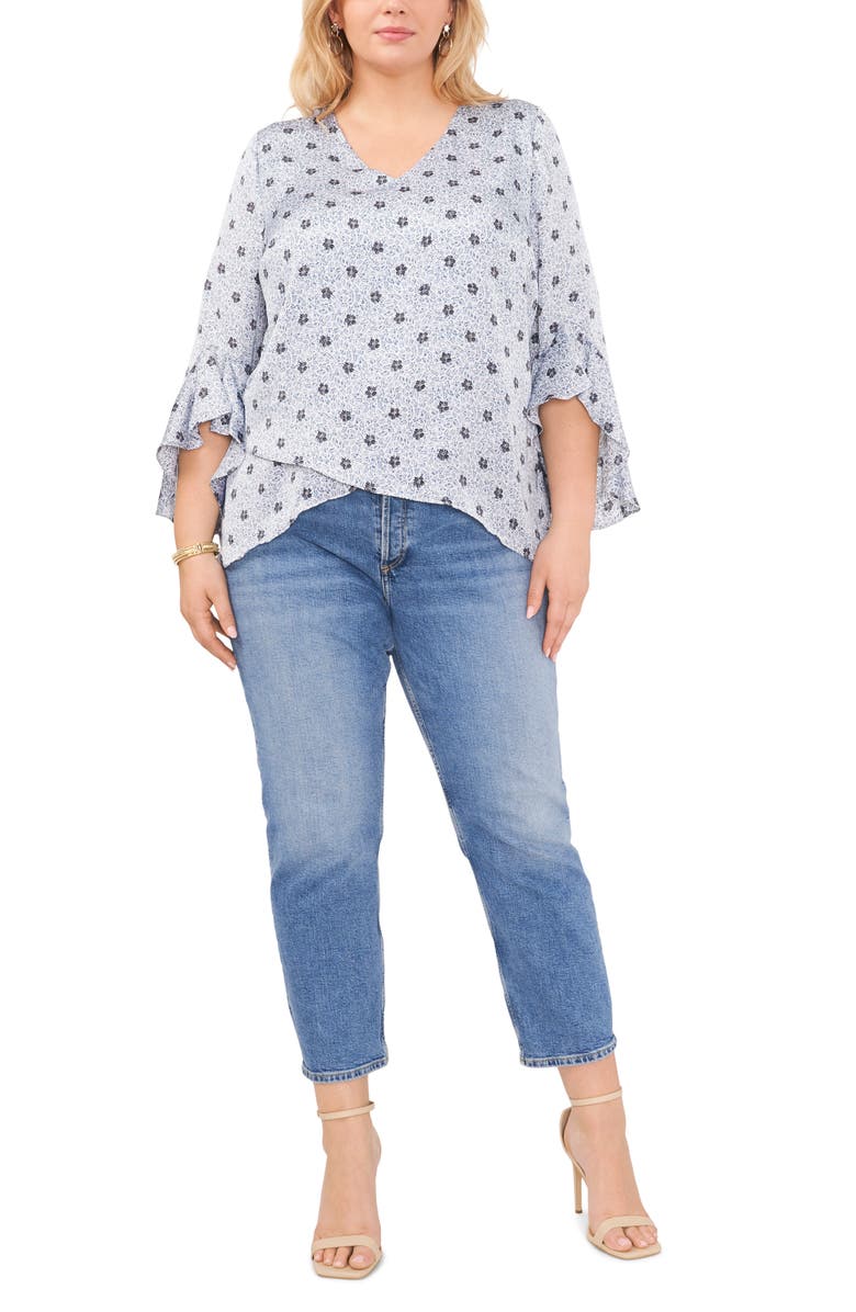 Vince Camuto Print Smocked Cuff Blouse, Alternate, color,