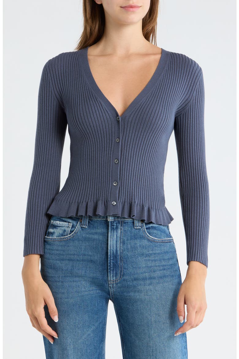Royce Cotton & Silk Blend Rib Cardigan, Main, color, PACIFIC BLUE