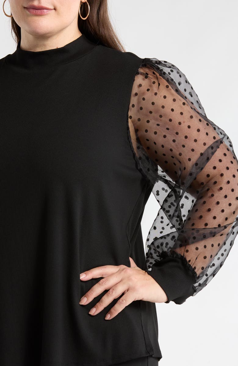 SUGARLIPS Swiss Dot Chiffon & Rib Top, Alternate, color,