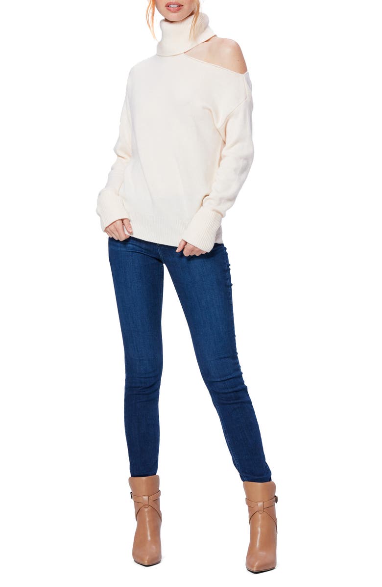 PAIGE Raundi Cutout Shoulder Sweater, Alternate, color, Ivory